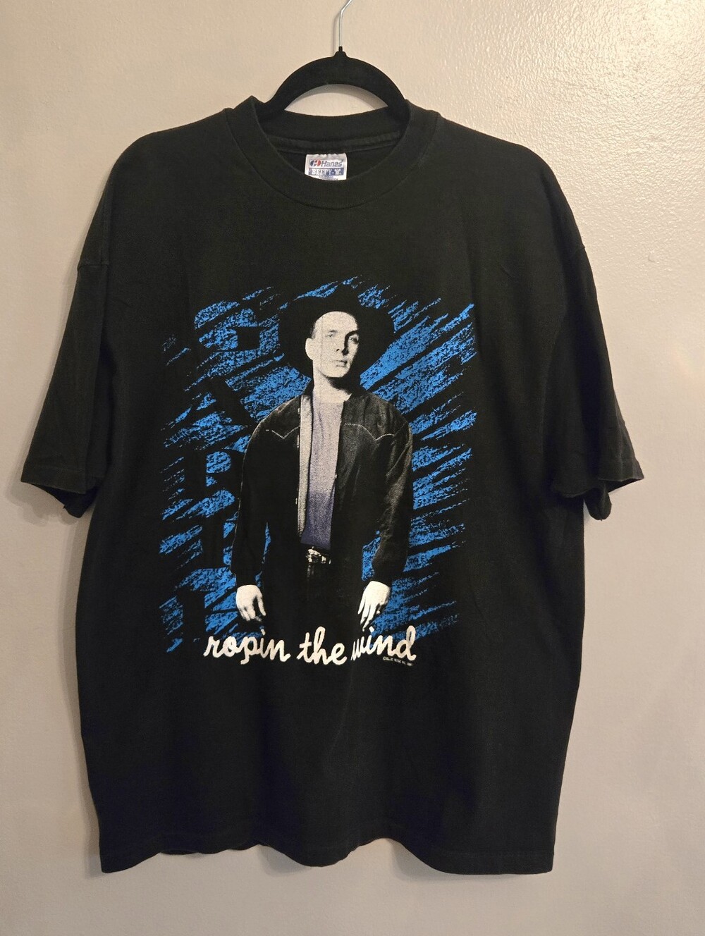 Vintage 1991 Garth Brooks Ropin The Wind Black T Shirt Mens XL